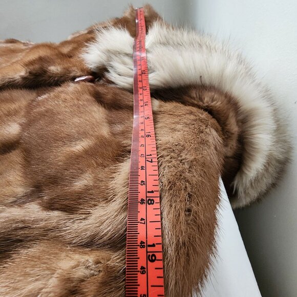 Western Furs Canadian Genuine Mink Fur Coat Stroller Fox Trim Hood VTG Mob Wife - Picture 12 of 16